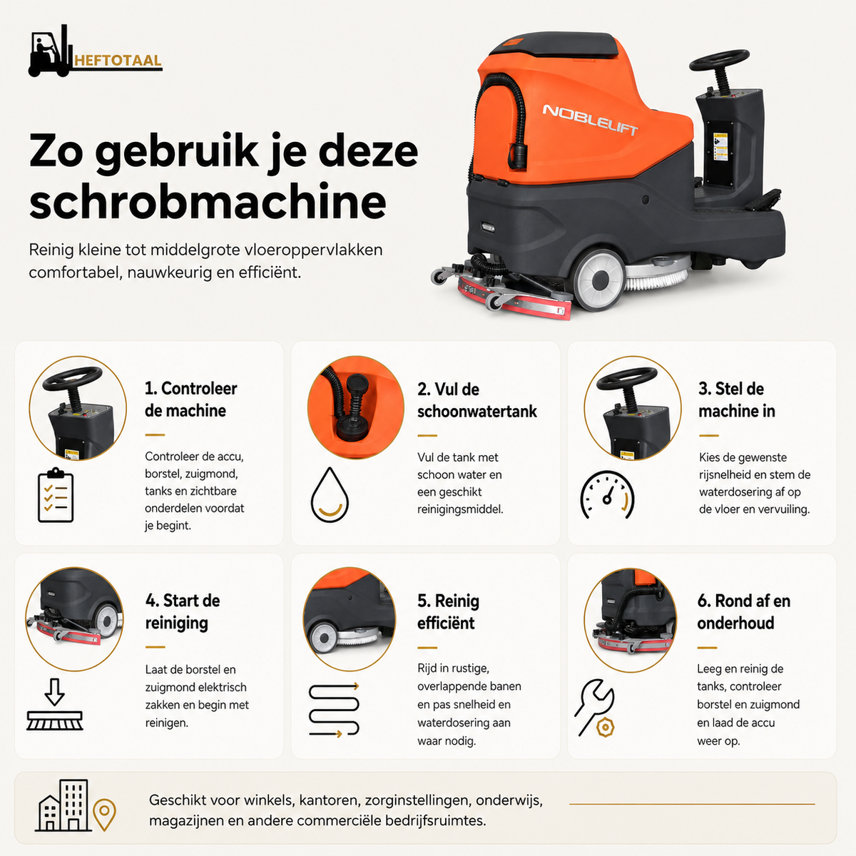 Schrobmachine met zitfunctie - NB530 – 3100 m² / u – 70L – Noblelift